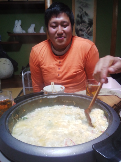カニ雑炊と赤井君